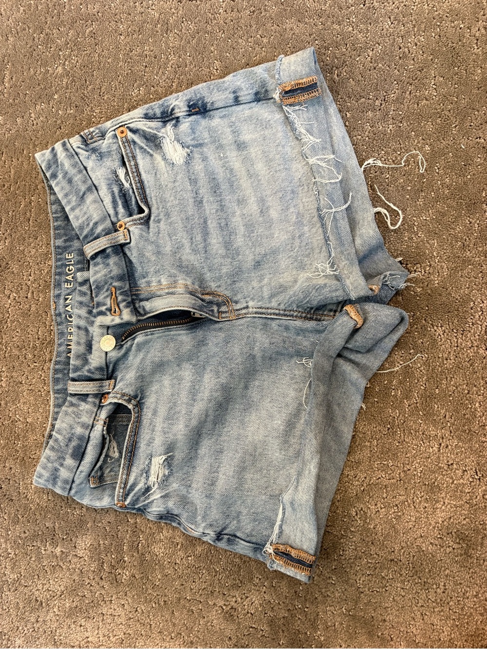 American Eagle Outfitters Light Blue Distressed Denim Jean Shorts